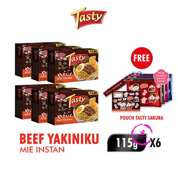 

Sedaap Tasty Mie Instan Beef Yakiniku 115 gr x 6 pcs Free Pouch Sakura
