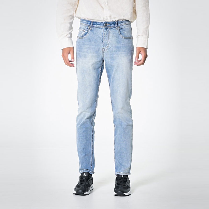 3Second Slim Fit Jeans Pria Casual Pants Celana Katun Spandek Stretch Warna Biru 070423