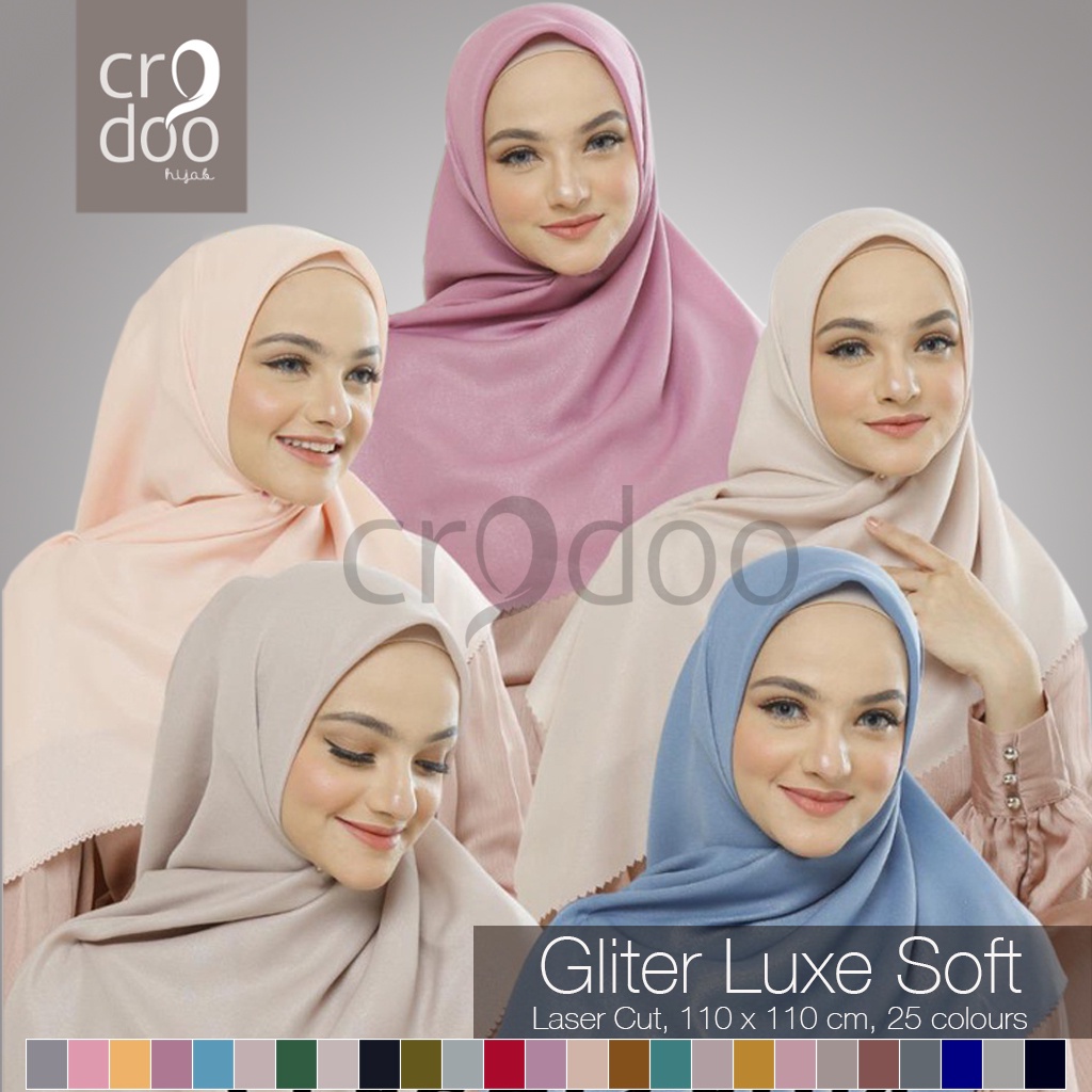 PROMO Hijab Jilbab segiempat Crodoo Gliter Lacer Cut, Maroon Tua, Maroon, Navy, Hitam, Milo, Mocca, 