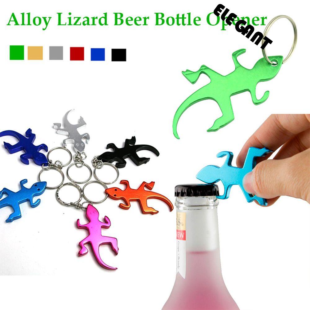 [Elegan] Pembuka Botol Kartun Novelty Aluminium Bentuk Cicak Gantungan Kunci Alloy Corkscrew