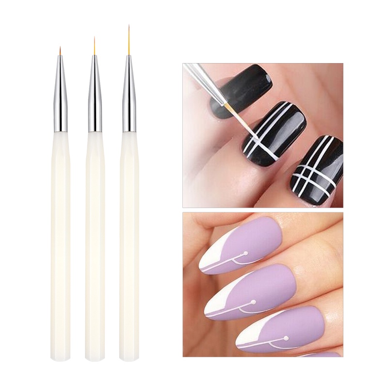 Kuas Liner Kuku Garis Perancis 3D Tip Garis Garis Garis DIY Pena Gambar UV Gel Brushes Lukisan Alat Kuku