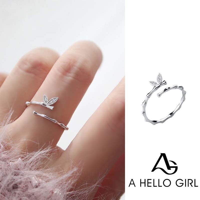 Cincin Kasual Ring Kuncup Bambu Zirkon Pembukaan Disesuaikan Wanita Perhiasan Rings Women Jewelry