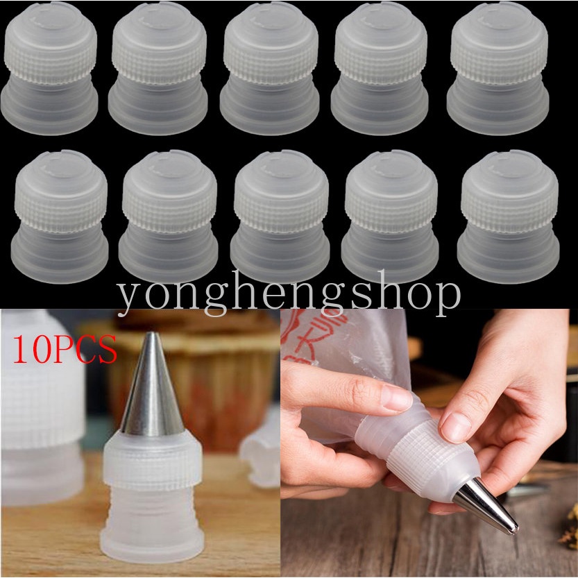 10pcs/set Konverter Mulut Dekorasi Plastik Icing Piping Tip Adaptor Kembang Gula Pastry Tips Konektor Nozzle Baking Kue Alat Dekorasi