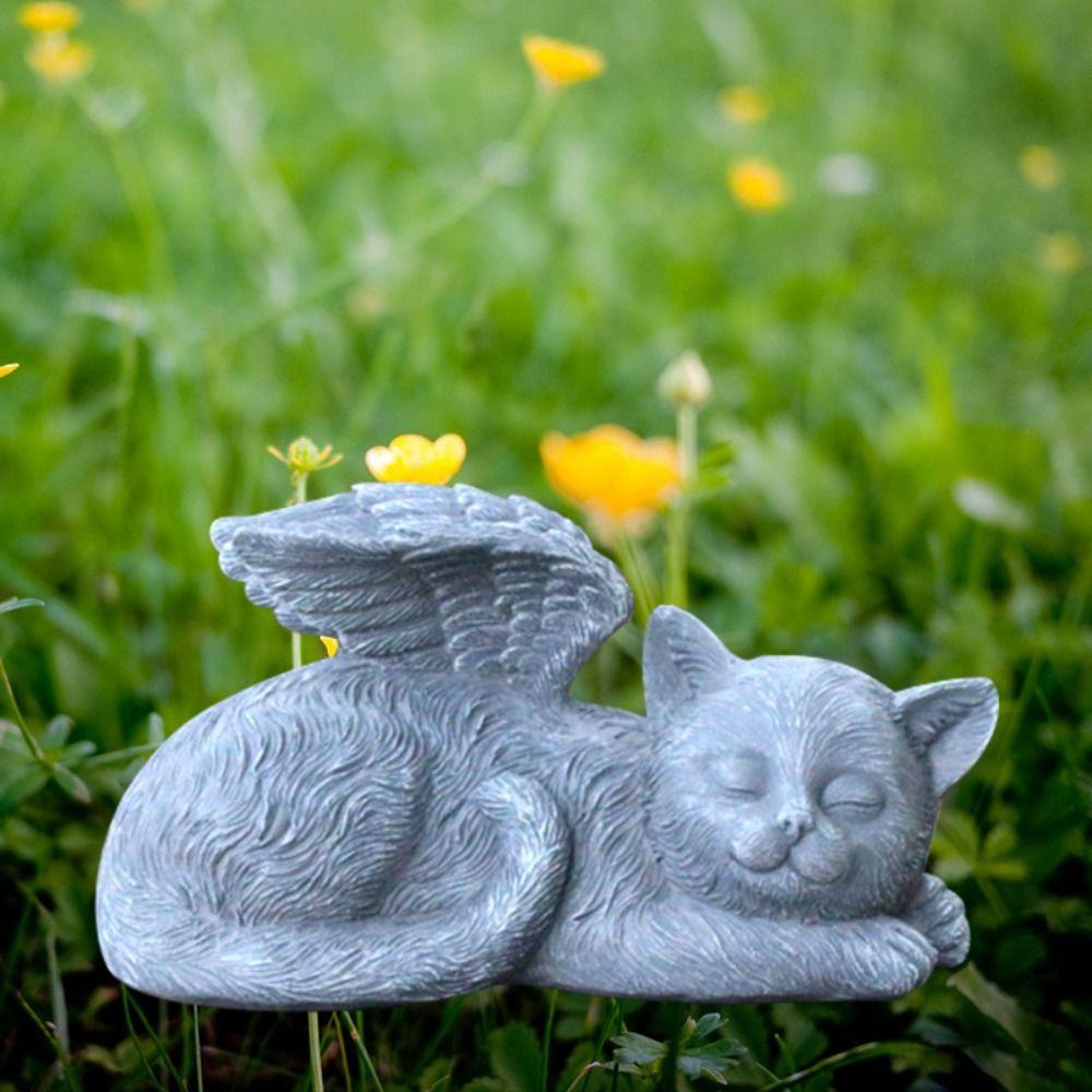 NEEDWAY Needway Patung Anjing Malaikat Minimalis Retro Tidak Bau Halus Hadiah Kerajinan Resin Desain Taman High Quality Memorial Stone Ornaments