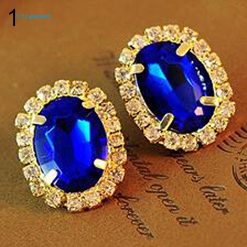 Lilyscent Fashion Wanita Berlian Imitasi Ear Stud Earrings Eardrop Istana Gaya Perhiasan Hadiah