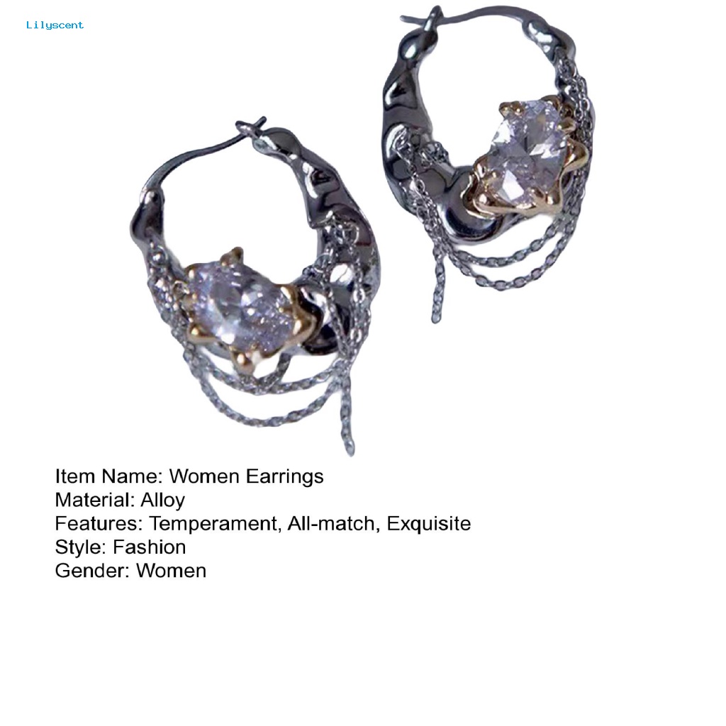 Lilyscent 1pasang Paduan Fashion Anting Gadis Hadiah Wanita Fashion Hoop Earrings Perhiasan Temperamen