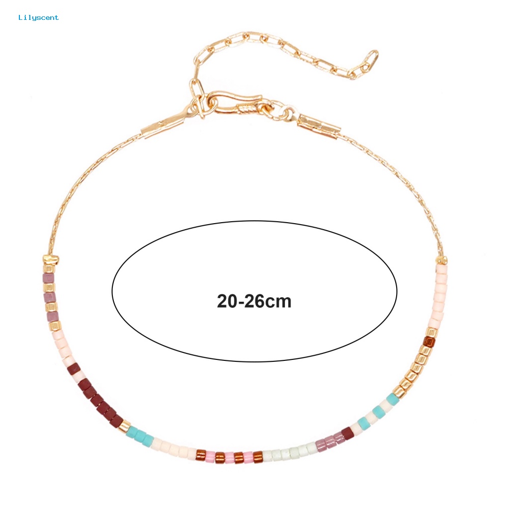 Lilyscent Bebas Alergi Lady Gelang Wanita Aksesori Wanita Boho Multicolor Beads Bracelet Faux Crystal