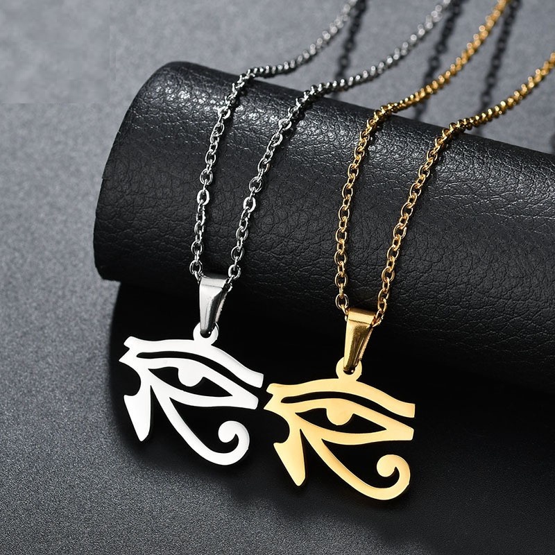 Z H Perhiasan Anti Karat Horus Liontin Mata Fashion Pria Dan Wanita Kalung Titanium Retro Hip Hop Rock Punk Aksesoris Pesta