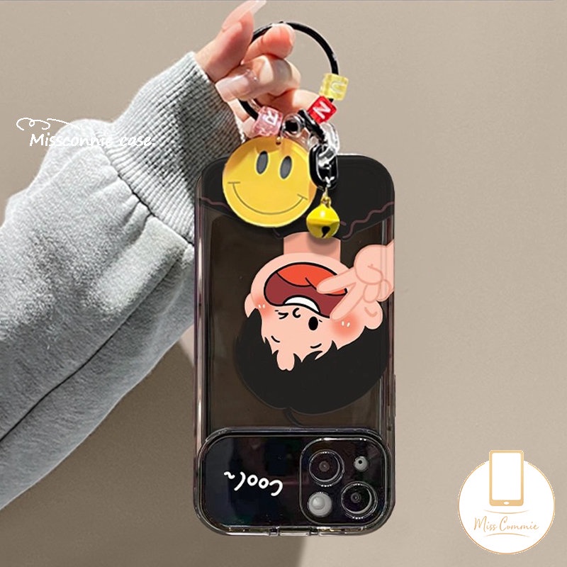 Casing Cermin Make Up Flip Kreatif Untuk Oppo A15 A5s A7 A31 A15s A57 A12 A53 A9 A5 A3s A33 A35 A77S A77 A11K Cantik Manis Pasangan Cowok Cewek Shockproof Case 3D Smiley Gelang