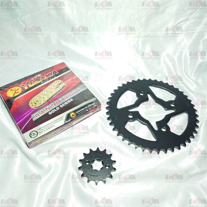 Yuzaka Gear Set Gold Satria FU 150 New Rantai Girset Depan Belakang