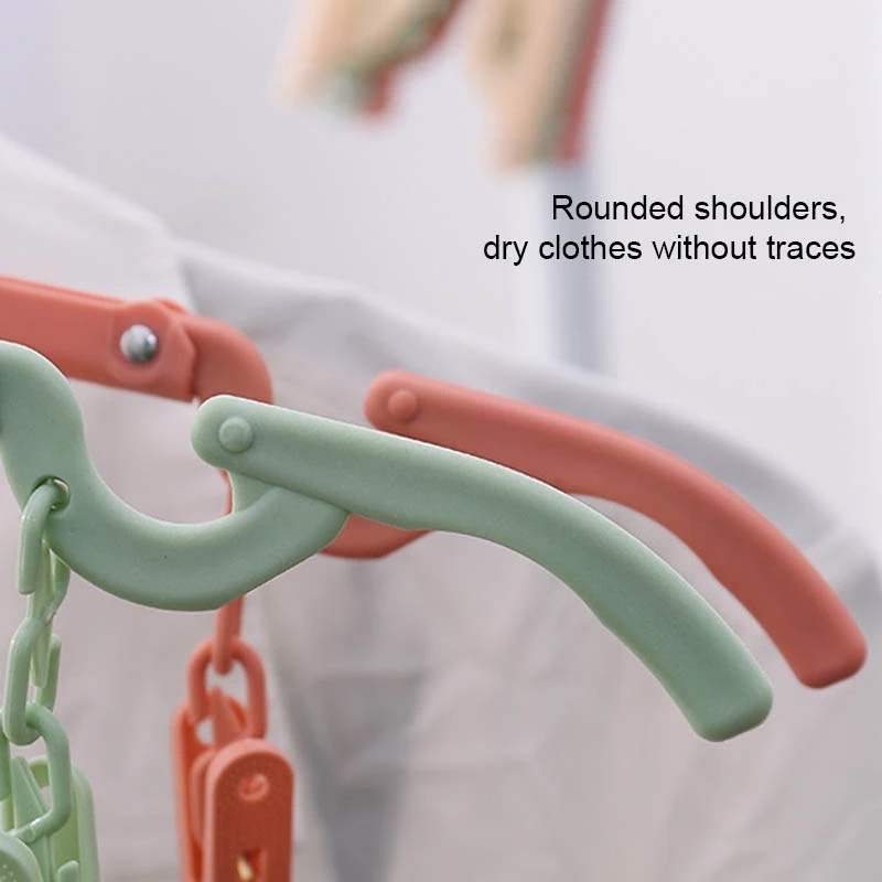 Kreatif Gaya Nordic Gantungan Baju Lipat Multifungsi Plastik Non-slip Pengeringan Gantungan Travel Hemat Ruang Rak Pakaian Dengan Klip Closet Organizer Aksesoris
