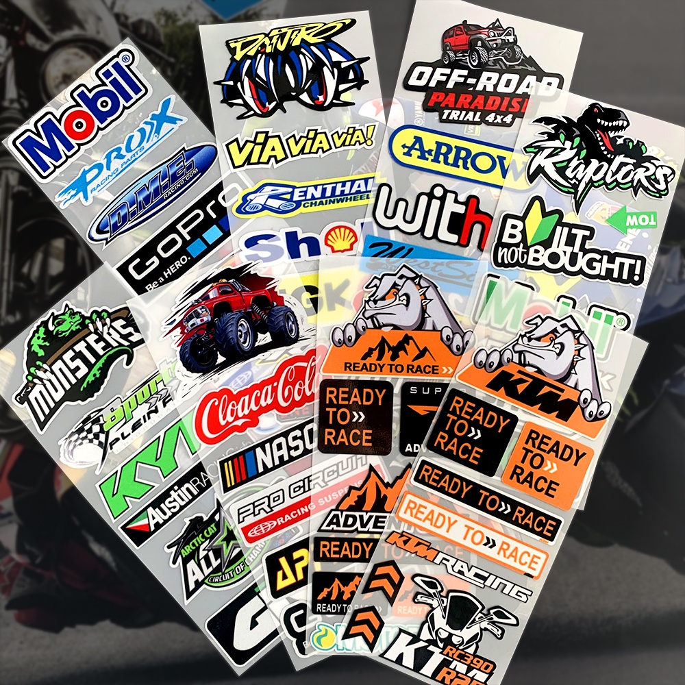 1set Stiker Reflektif Motor Peripheral Brand Monster KTM Mobil Go Pro Helm Motocross Decals Untuk YAMAHA Honda