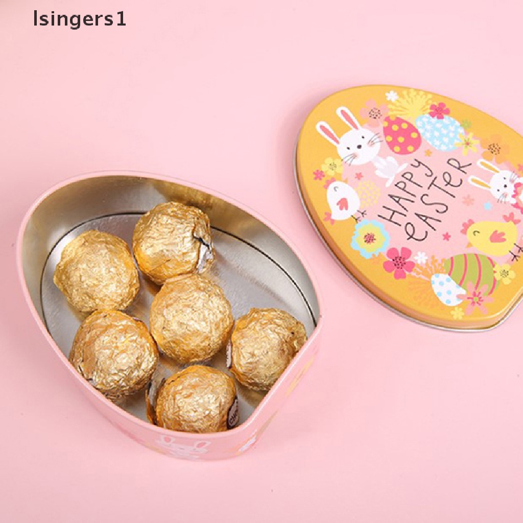 [lsingers1] Easter Box Candy Tins Boxes Gift Cookie Storage Tinplatelids Telur Bunny Jar Butik