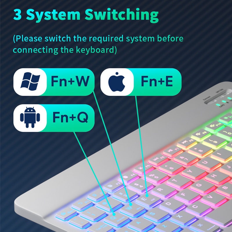 10inch Backlit Bluetooth Keyboard and Mouse Backlight Wireless Keyboard