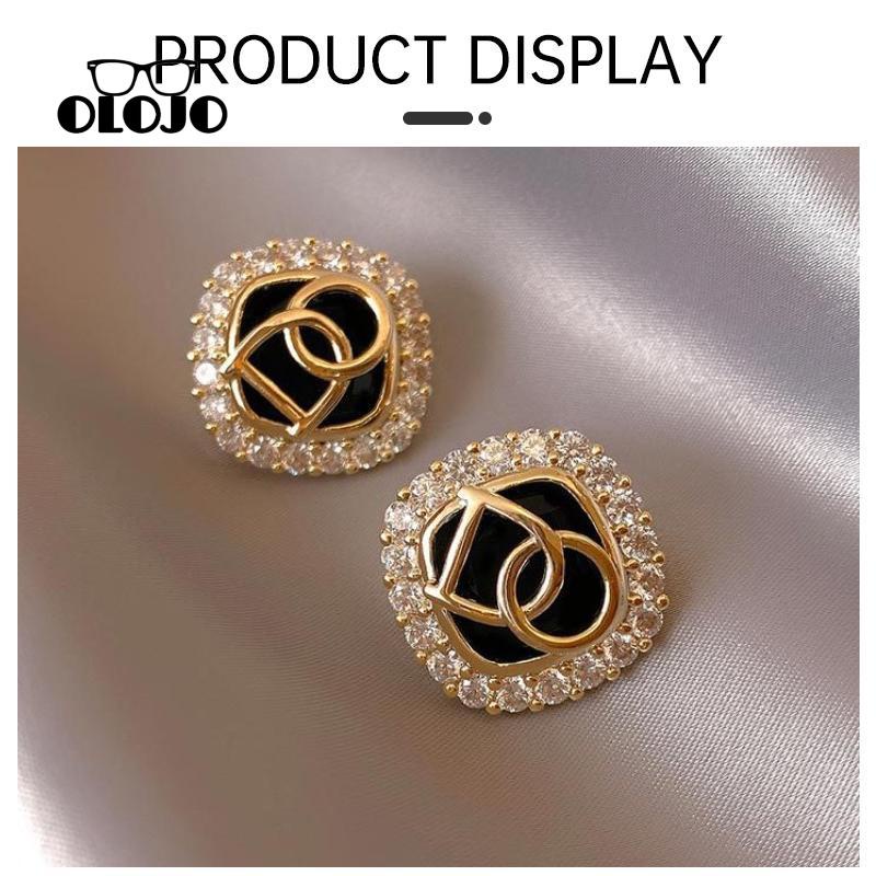 【COD】S925 Perak Micro Hias Zirkon Huruf Persegi Desain Premium Sense Earrings