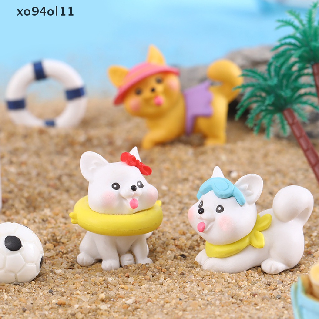 Xo Kreatif Miniatur Anjing Pantai Miniatur Pot Bunga Dekorasi Rumah Boneka Hewan Lucu Kartun Resin Decor Ornamen OL