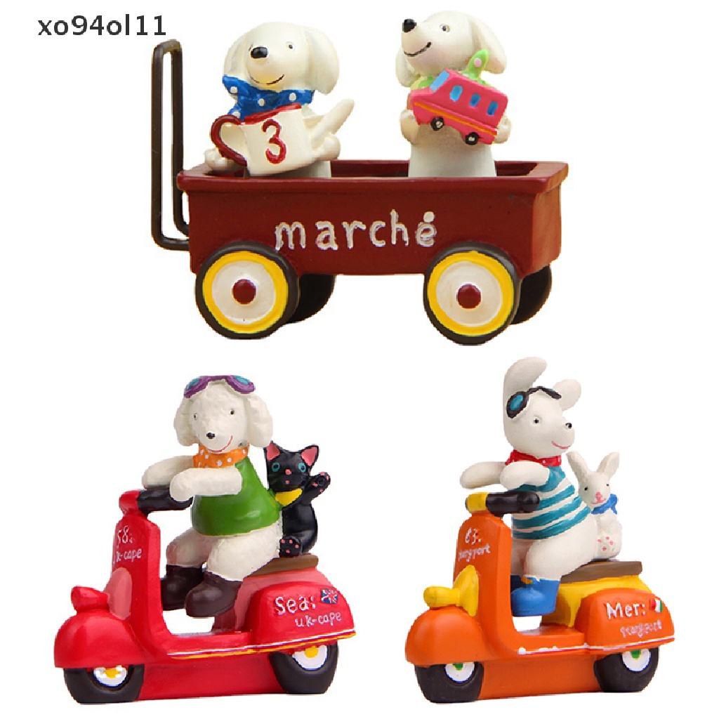 Xo 1Pc 1: 12rumah Boneka Miniatur Hewan Motor Anjing Model Kereta Dorong Microlandscape Outdoor Dekorasi Pemandangan Hidup Mainan Aksesoris Rumah Boneka OL