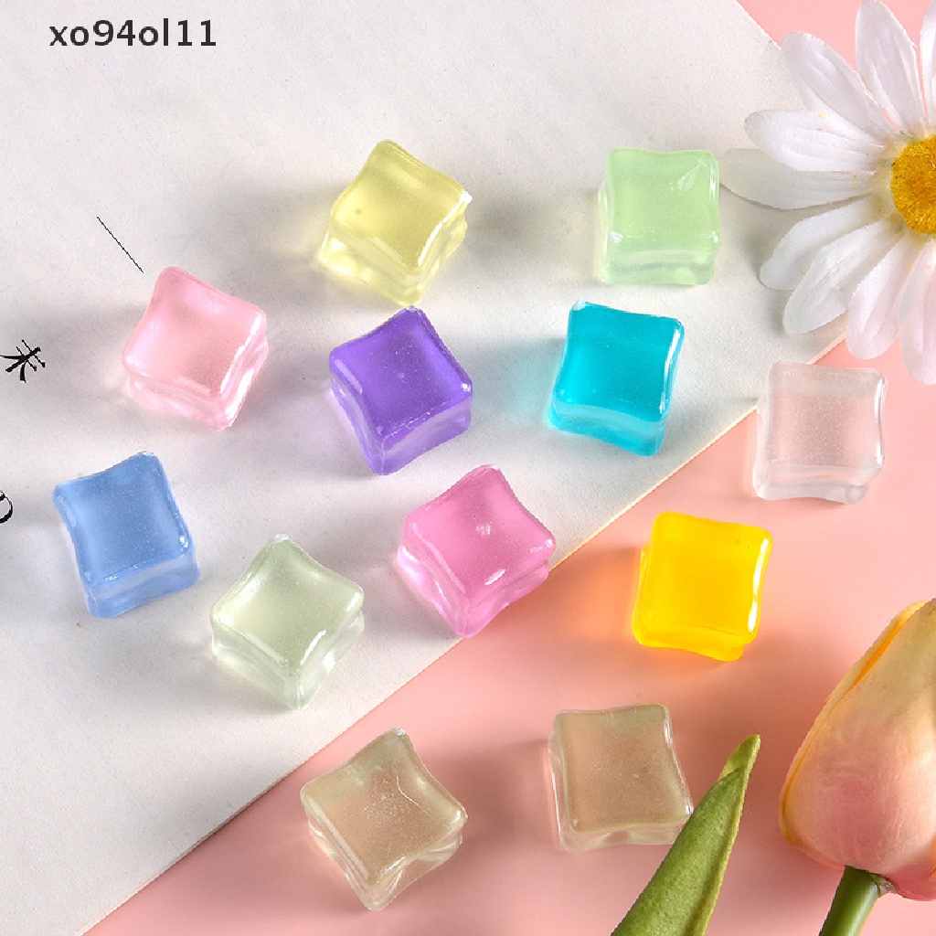 Xo 10Pcs Warna-Warni Simulasi Es Batu Resin Ornamen Buatan Tangan DIY Miniatur Patung Kecil Aksesoris OL