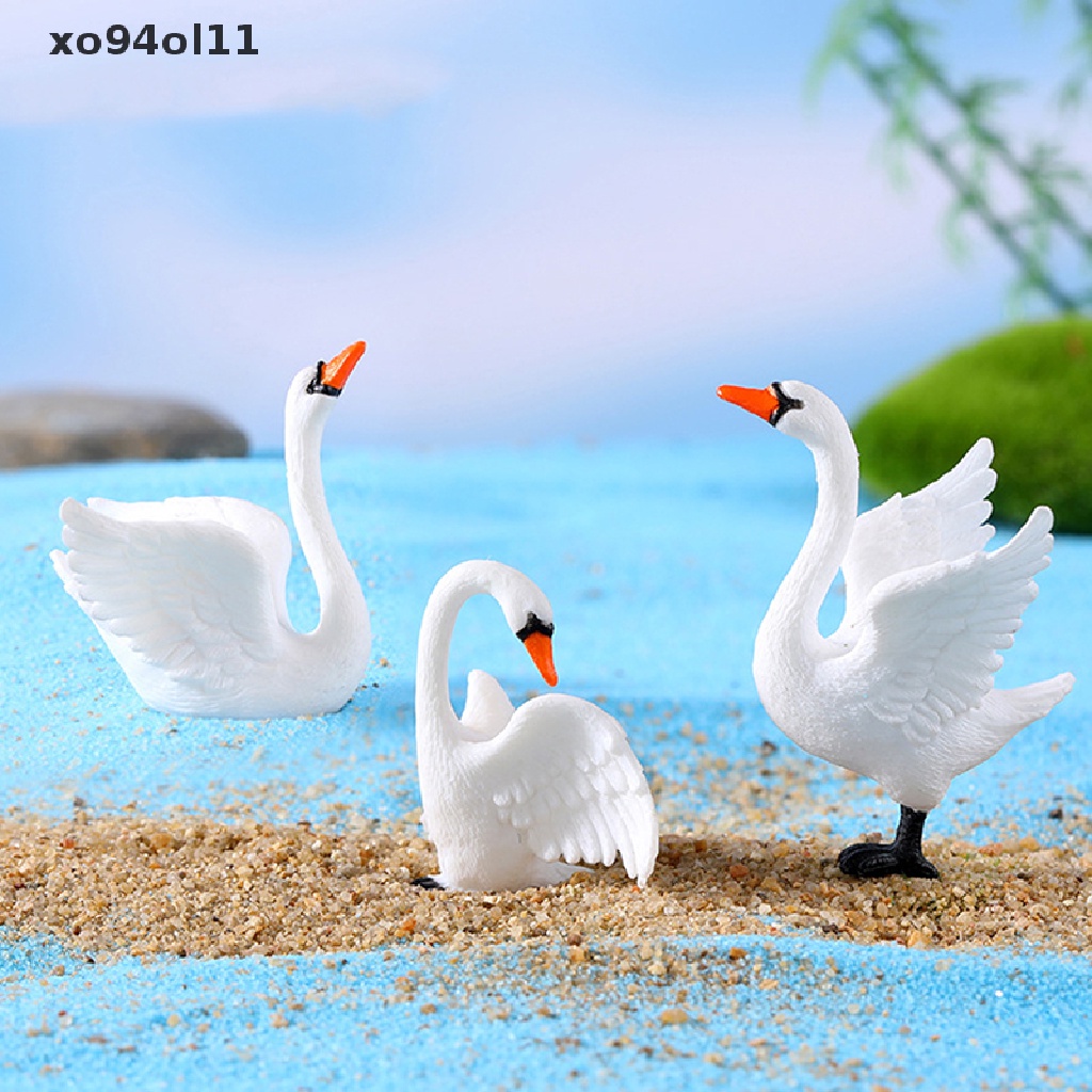 Xo 4Pcs/set Ornamen Dekorasi Lanskap Mikro Swan Mini Untuk panel Instrumen Mobil OL