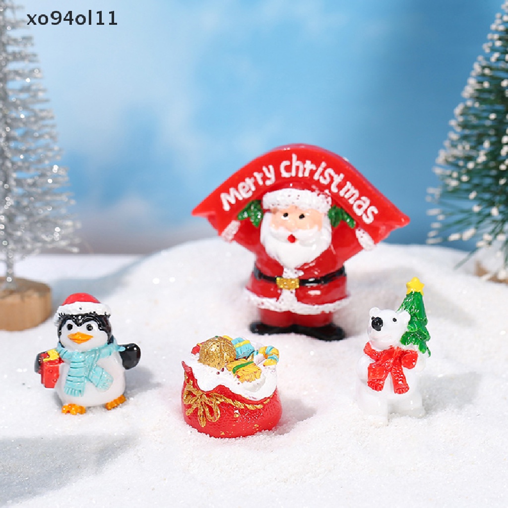 Xo 1Pc Lucu Kartun Santa Beruang Pinguin Tahun Baru Ornamen Resin Lanskap Mikro OL