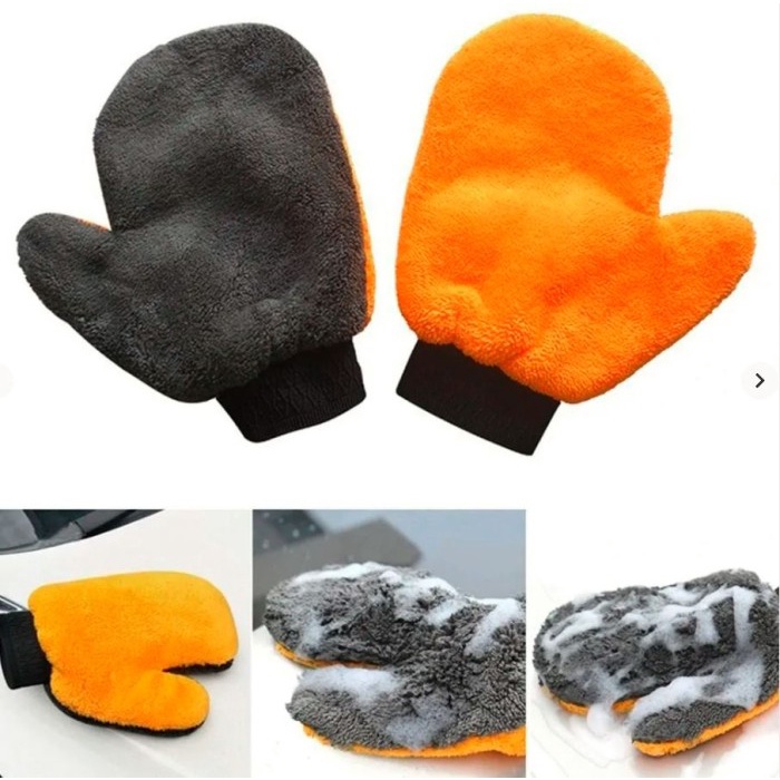 Sarung Tangan Cuci Mobil Motor wash mitt detailing microfiber dua sisi