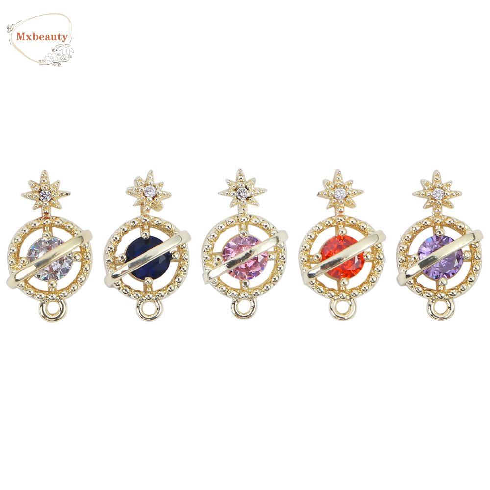 Mxbeauty 3D Nail Art Dekorasi Emas Glitter Manicure Aksesori Salon Saturnus Desain Zirkon Hiasan Kuku Nail Rhinestones