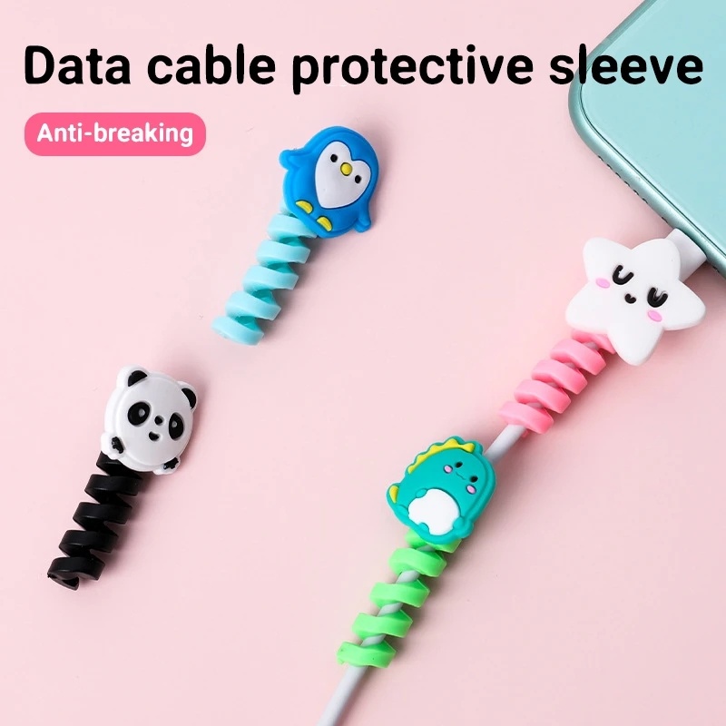 [Harga Grosir] Cartoon Cable Cords Protector Sleeve USB Charging Data Line Management Winder Cable Wire Penutup Pelindung Anti Jebol Kabel Spiral Garis Organizer