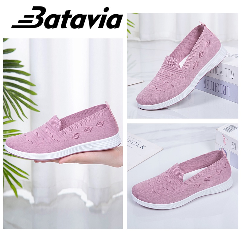 Batavia Sepatu Wanita Flat Anyaman Terbang Grosir Import Terbaru Original Sepatu Ibu Sepatu Sekolah Sepatu Wanita A167