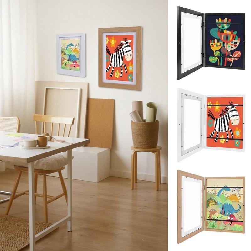 Kids Art Frame Magnetic Front Opening Clamshell Storage Frame Penyimpanan Anak Artwork Frametory Berubah Gambar Display