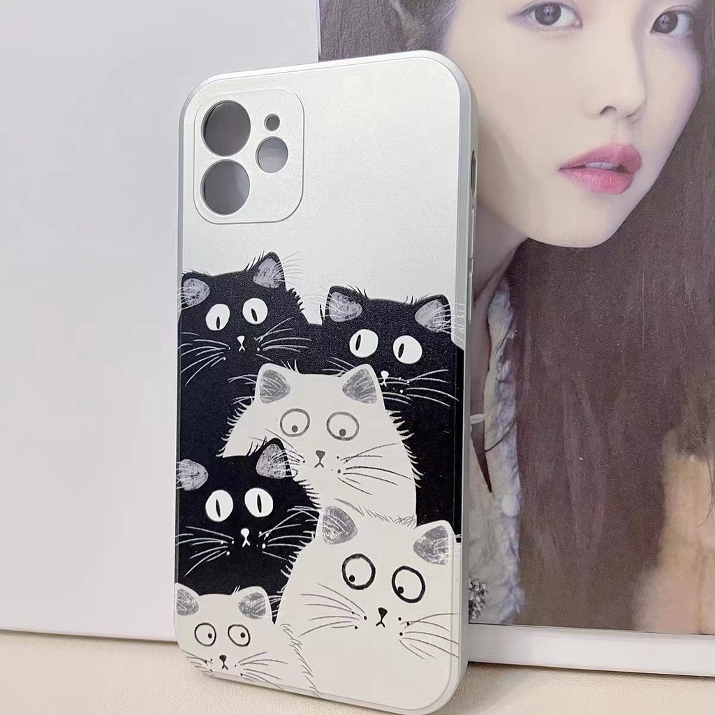 IPHONE Enam Kucing Lucu Lembut Electroplate Case Kompatibel Untuk Iphone14 13 12 Pro Max11 XS XR X8 +7 6S Plus Casing Ponsel Mini TPU Silikon Shockproof Cover