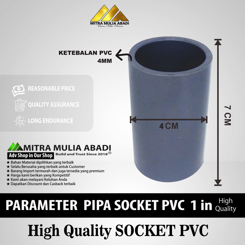 Soket  Sambungan Pipa  PVC  1 IN