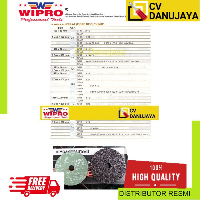 Fibre Abrasive Disc - Amplas Bulat Fiber 4" AA Grit 16 - Kinik