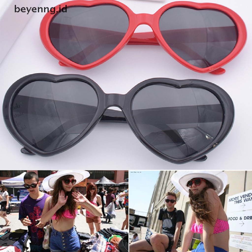 Beyen Fashion Love Bentuk Hati Wanita Kacamata Hitam Melindungi Mata Praktis Unisex Eyewear ID