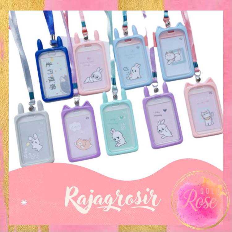

ℛ - 5770 Name Tag Lanyard Gantungan Kartu Motif Kuping / Id Card Holder Akses MRT Busway E-Money Bentuk Karakter Warna Pastel