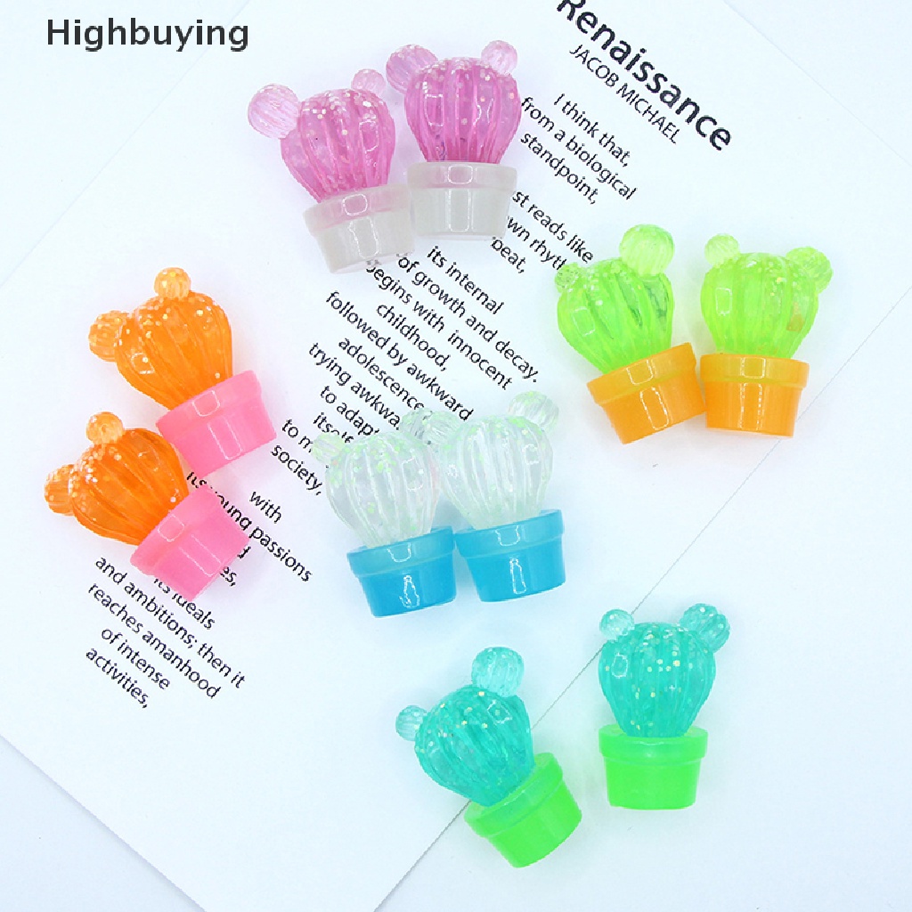 Hbid 2pcs Hiasan Aksesoris Resin Kaktus Fluorescence DIY Untuk Perhiasan Bahan Crafg Ch Supply Seni Dekorasi Glory