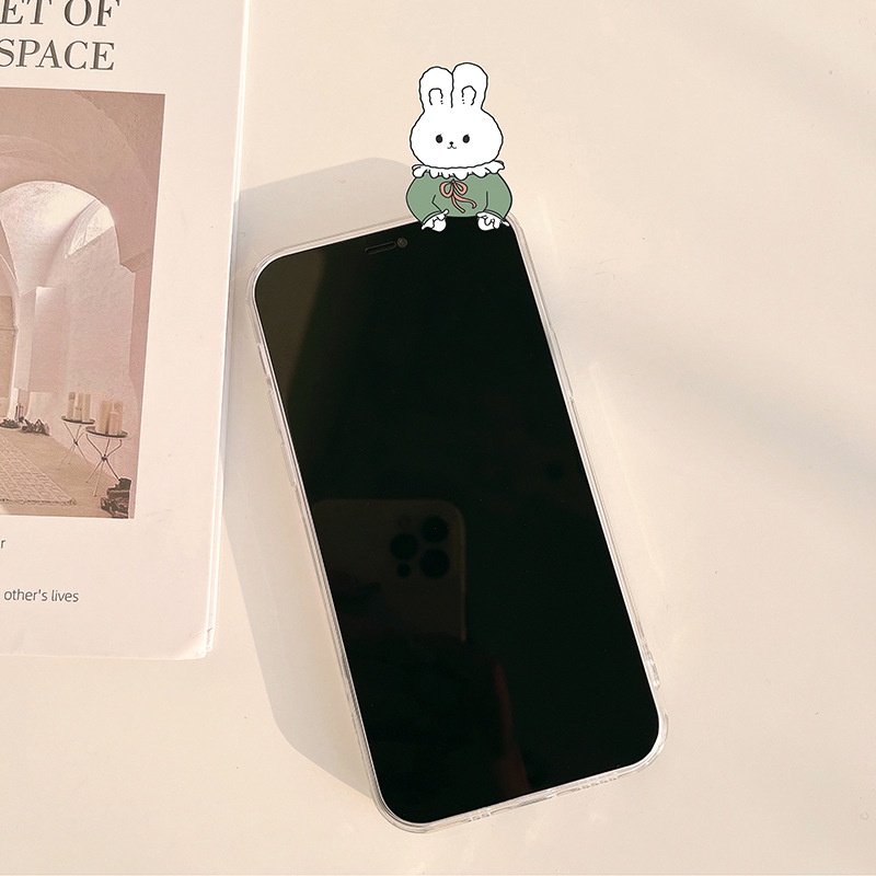 IPHONE Gadis Kartun Bunny Kelinci Dengan Bunga Mawar Lembut Transparan Casing Ponsel Cover Untuk Iphone7 8 PLUS X XR XS 11 12 13 MINI PRO MAX SE 2020