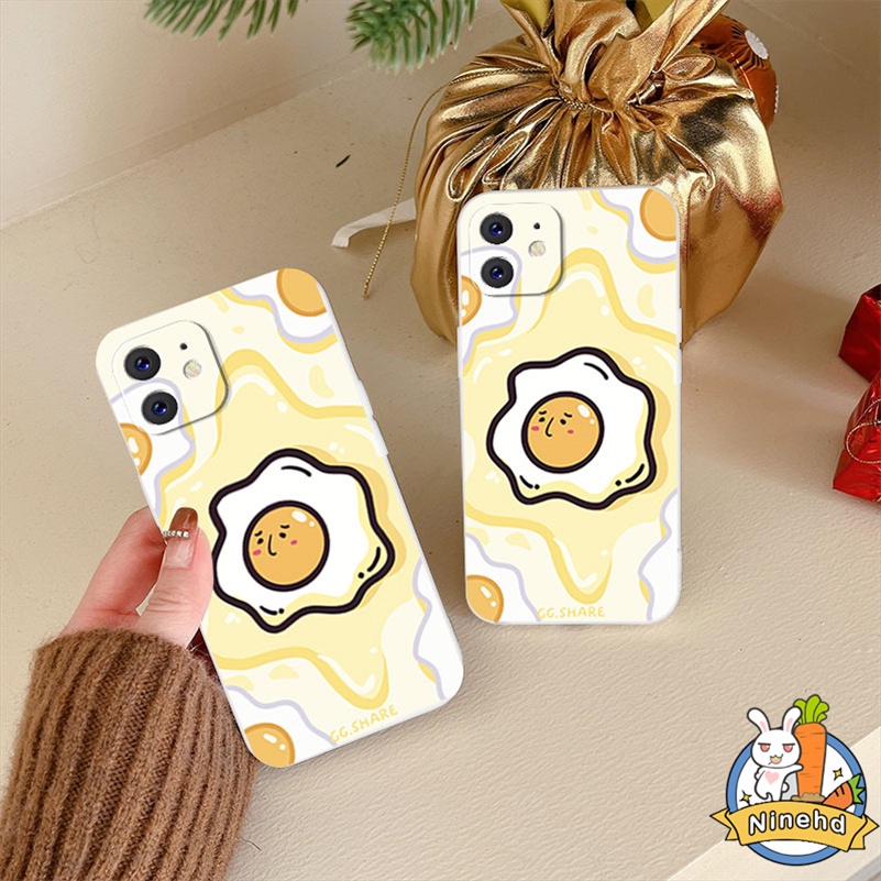 IPHONE Casing Kompatibel Untuk Iphone14 13 12 11 Pro Max X Xr Xs Max8 7 6 6s Plus SE 2020 Pola Telur Goreng Kreatif Pelindung Lensa Canggih Shockproof Glossy TPU Full Protect Phone Case