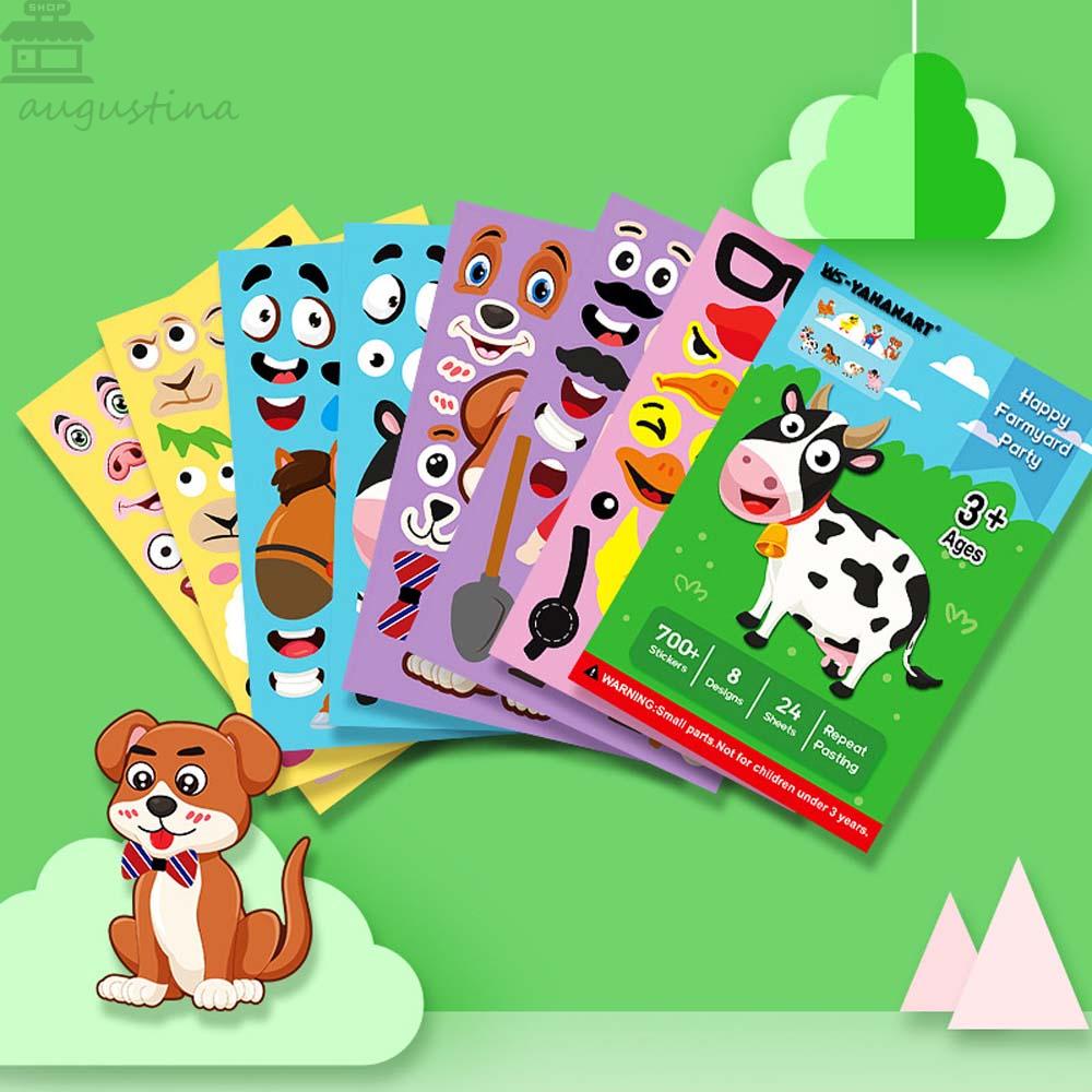 Agustina Puzzle Games Anak Craft Kartun DIY Stiker Princess Dinosaurus Alat Tulis Stiker Mainan Edukasi