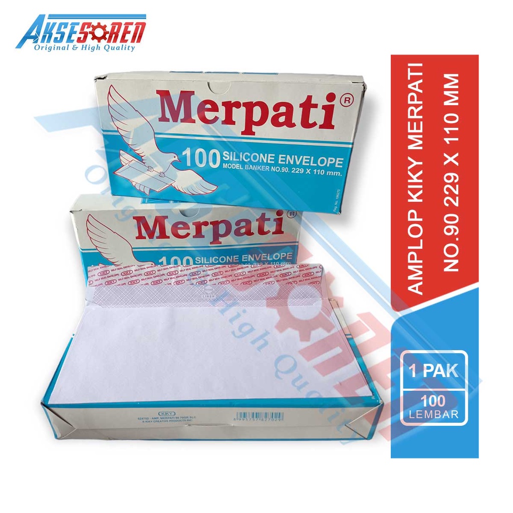 

Aksesoren Amplop Putih Polos Besar Kiky Merpati [1 Box/No.90/229x110mm] / Amplop Uang Angpao Jumbo 1 Pak / Amplop Surat 100 Lembar Silicone Envelope Model Banker