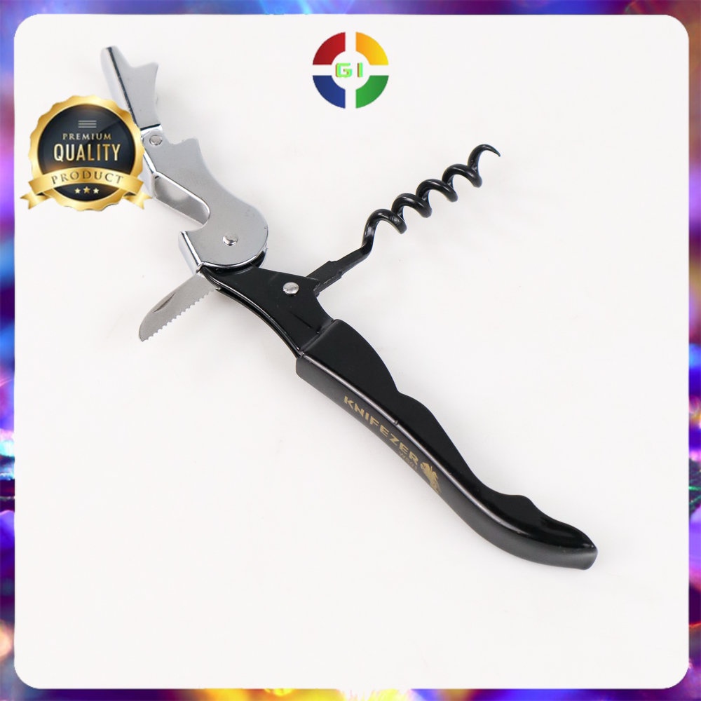 Pembuka Tutup Botol Wine Corkscrew Bottle Opener Stainless Steel Black