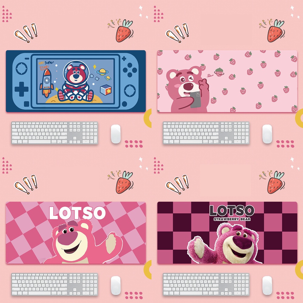 Alas Tikus Beruang Strawberry Besar Kartun Alas Mouse Komputer Strawberry Bear Desktop Mouse Pad800 * 300 * 3mm Mouse Pad