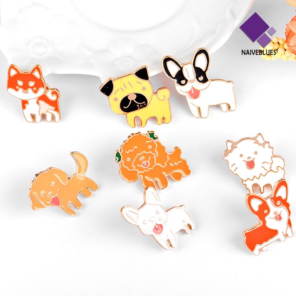 &lt; Naiveblues &gt; Lucu Kartun Hewan Anjing Bros Pin Pakaian Decor Perhiasan Enamel