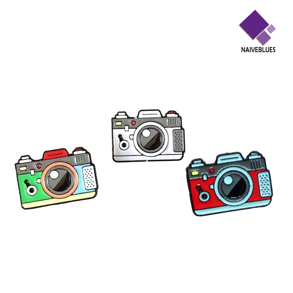 &lt; Naiveblues &gt; Pria Wanita Bentuk Kamera Enamel Bros Pin Jaket Tas Lencana