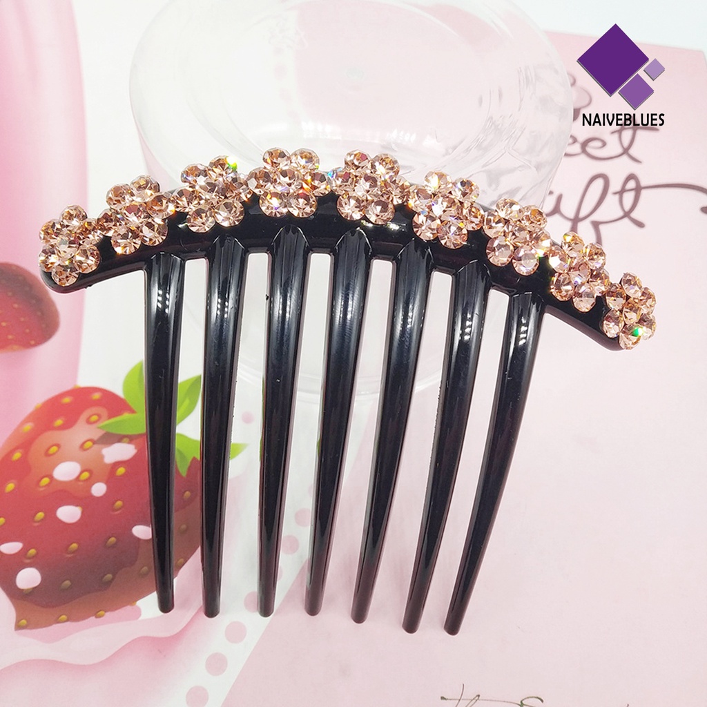 &lt; Naiveblues &gt; Sisir Rambut 7gigi Non-slip Pengerjaan Halus Bunga Dekorasi Pernikahan Tongkat Aksesoris Rambut