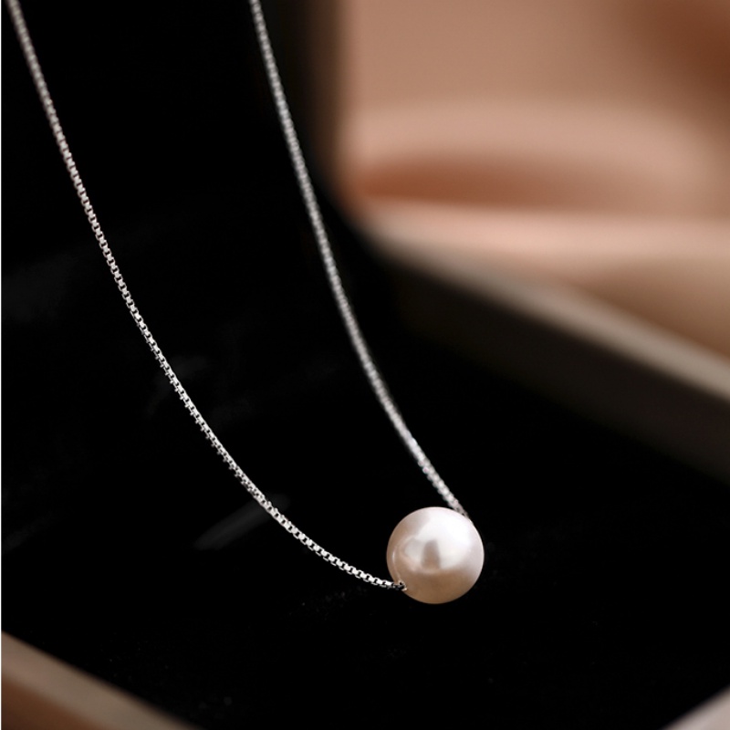 Shell Pearl Necklace Female925 Perak Kalung Mutiara Desain Sederhana Rantai Klavikula Hadiah Rantai Leher