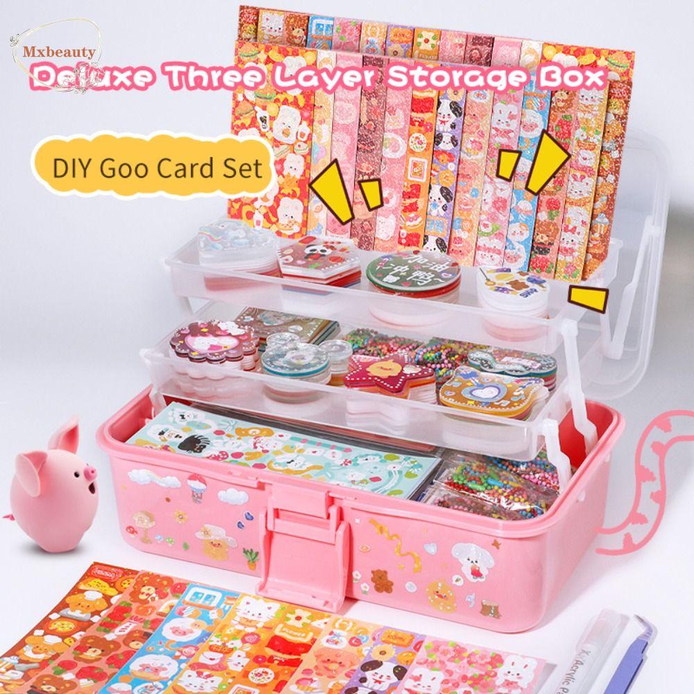 Mxbeauty Goo Card Sticker Set Scrapbooking Stiker Stationery Stiker Lengkap Kotak Penyimpanan Alat Akun Homemade Handbook Full Set Bahan Akun Tangan Aesthetic Scrapbooking