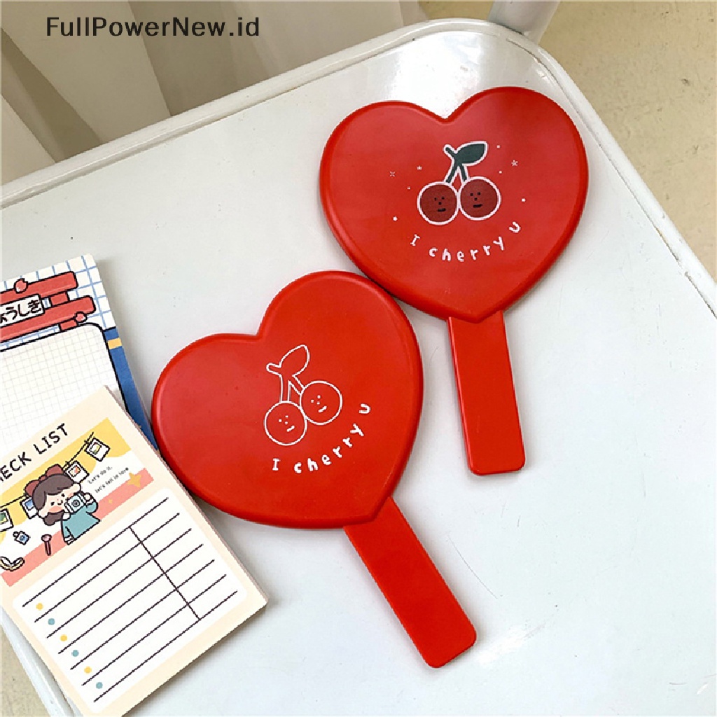 Power Ins Cherry Love Mirror Cermin Rias Portable Cermin Hati Cewek Travel Makeup ID