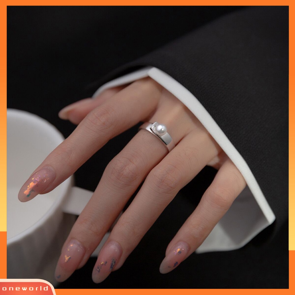 [EONE] Cincin Jari Trendi Minimalis Elegan Ringan Mewah Halus Hias Tembaga Desain Mutiara Imitasi Cincin Pesta Perhiasan Aksesori