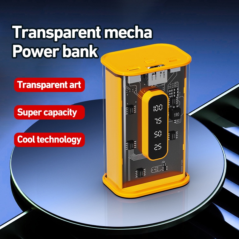 10000mAh Transparent Power Bank Large Capacity Powerbanks PD20W Mini Battery PowerBank