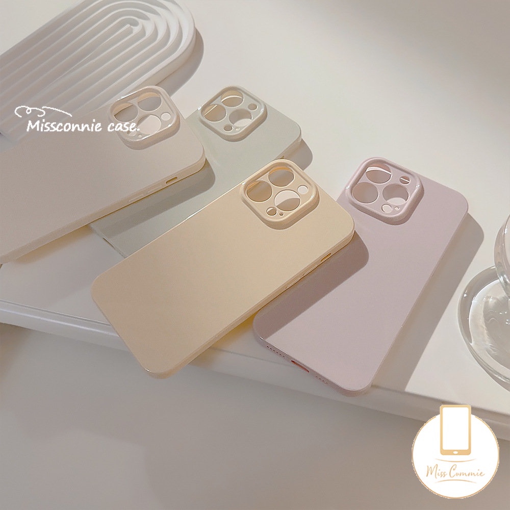 Casing Ponsel Warna Solid Sederhana Kompatibel Untuk iPhone 7Plus 11 13 14 12 Pro Max 8Plus XR X XS Max Mewah Macaron Warna Permen Lembut Penutup Pelindung Lensa Kamera